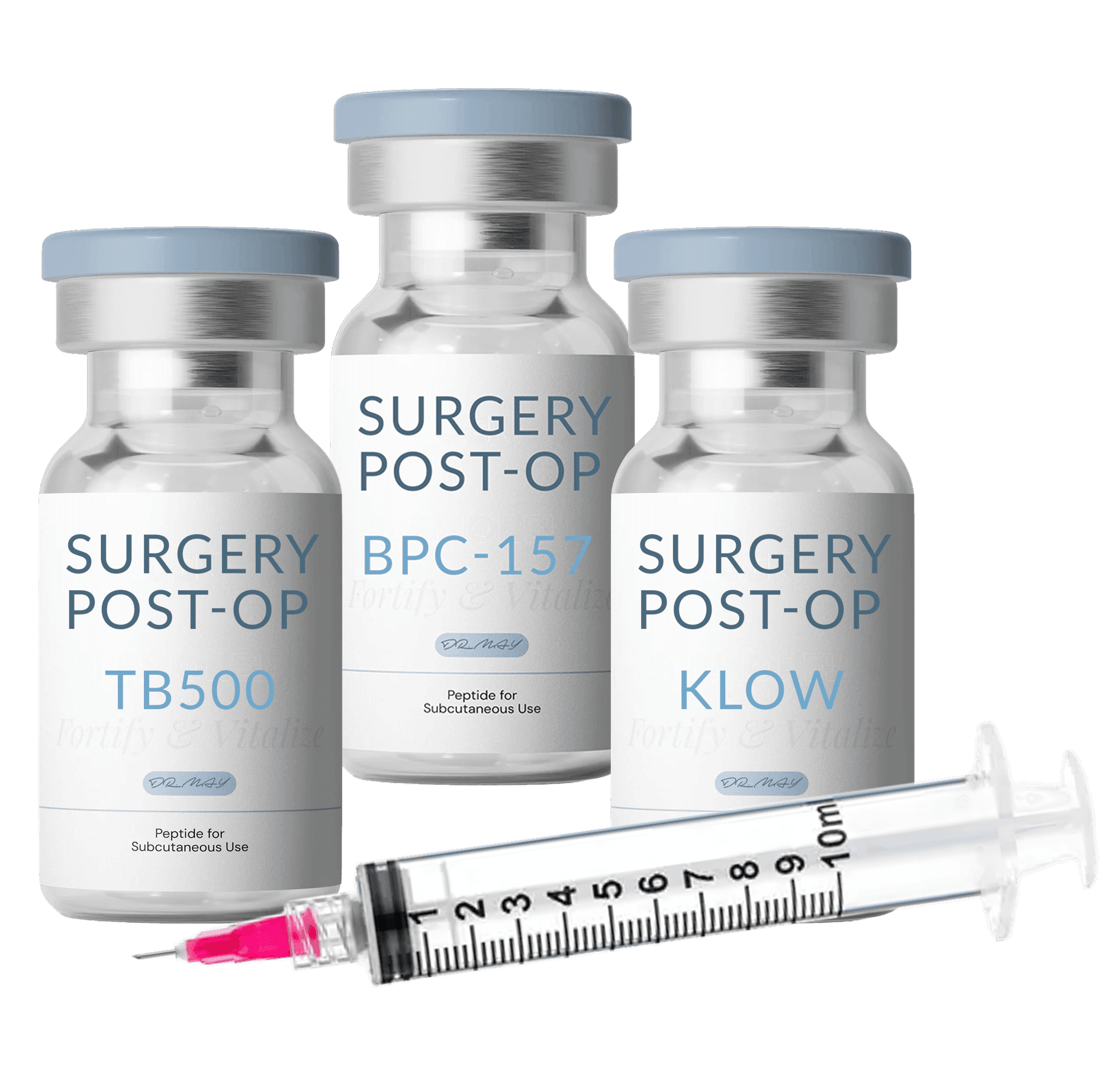 Post-surgical peptide therapy vials and syringe